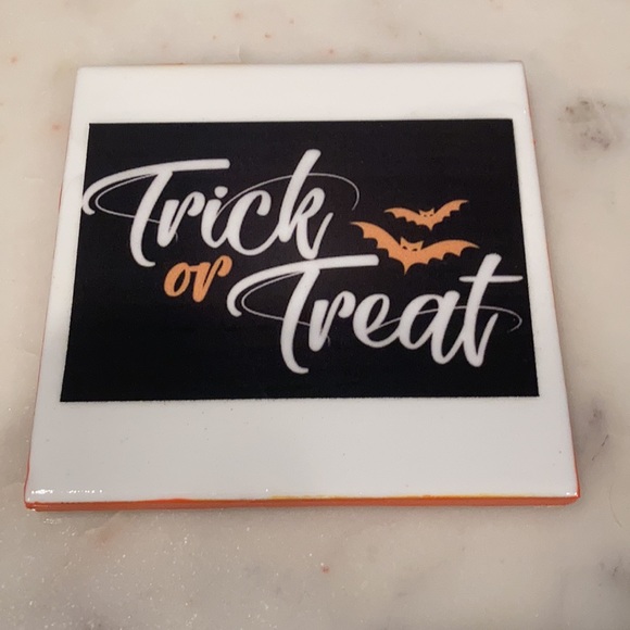 Trick or Treat Delights: Handmade Ceramic Table Coasters - Set of 2 - Picture 3 of 5